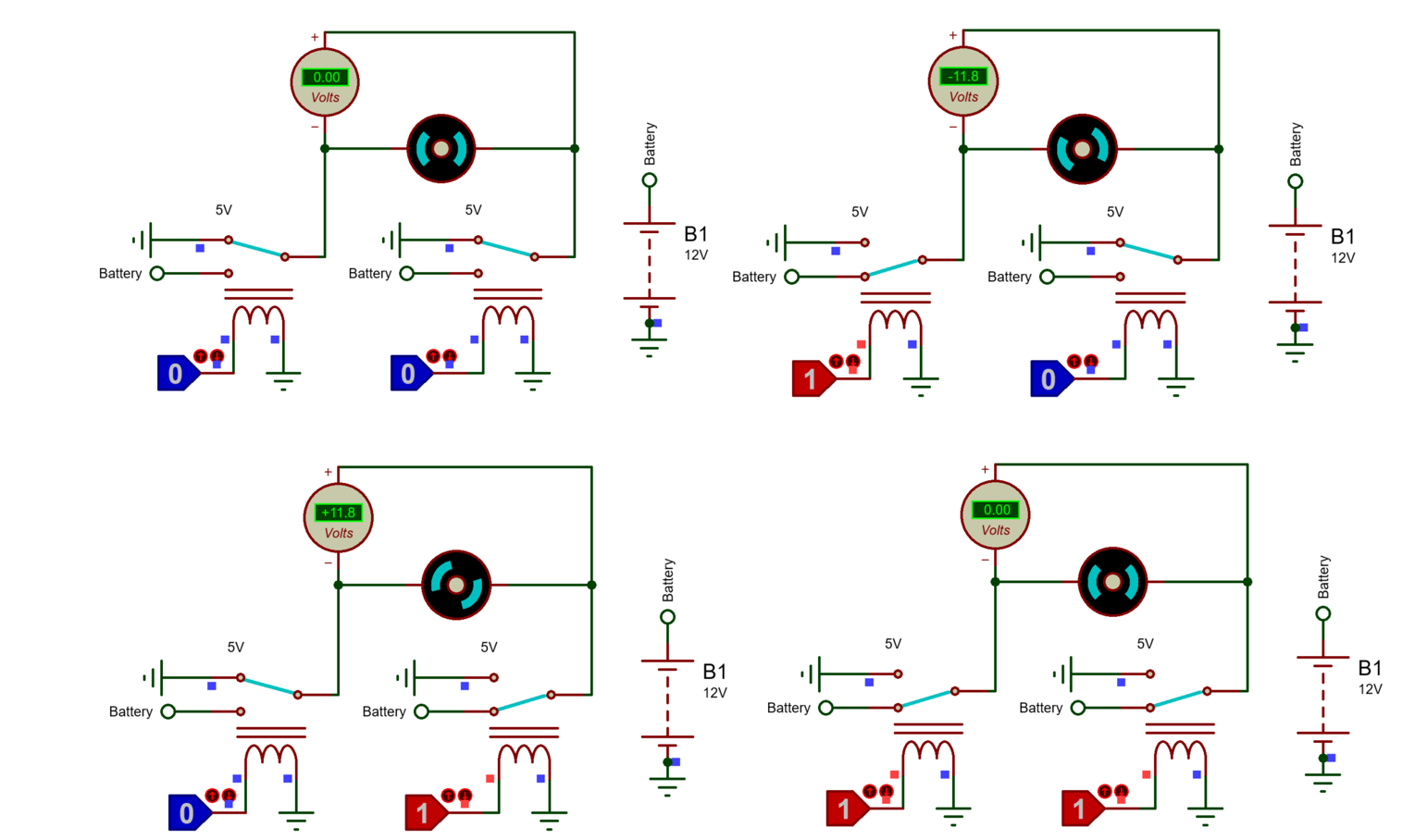 Estados del puente H con relevadores