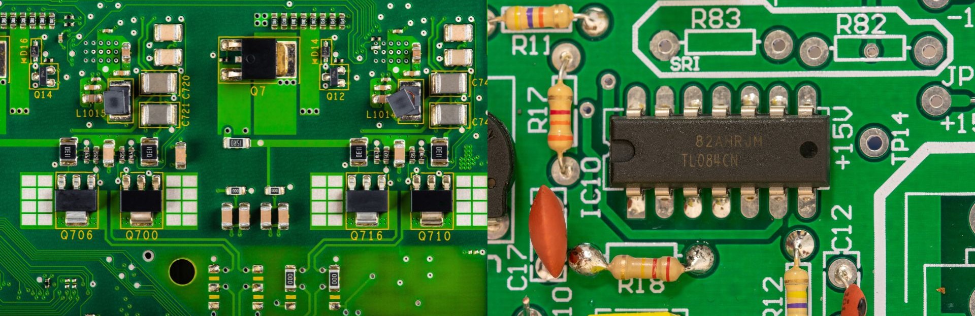 Ejemplo de PCB con componentes y pistas